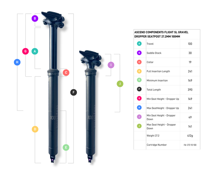 Flight SL Gravel Dropper Seatpost 27.2mm 100mm
