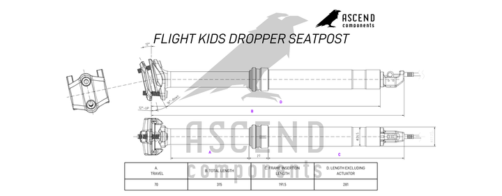 Flight Kids Dropper Seatpost 27.2mm 70mm