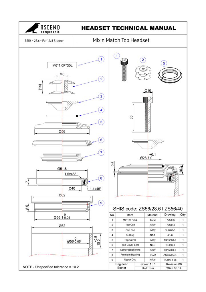 Mix n Match Top Headset Cup ZS56 - 28.6 - For 1.1/8 Steerer